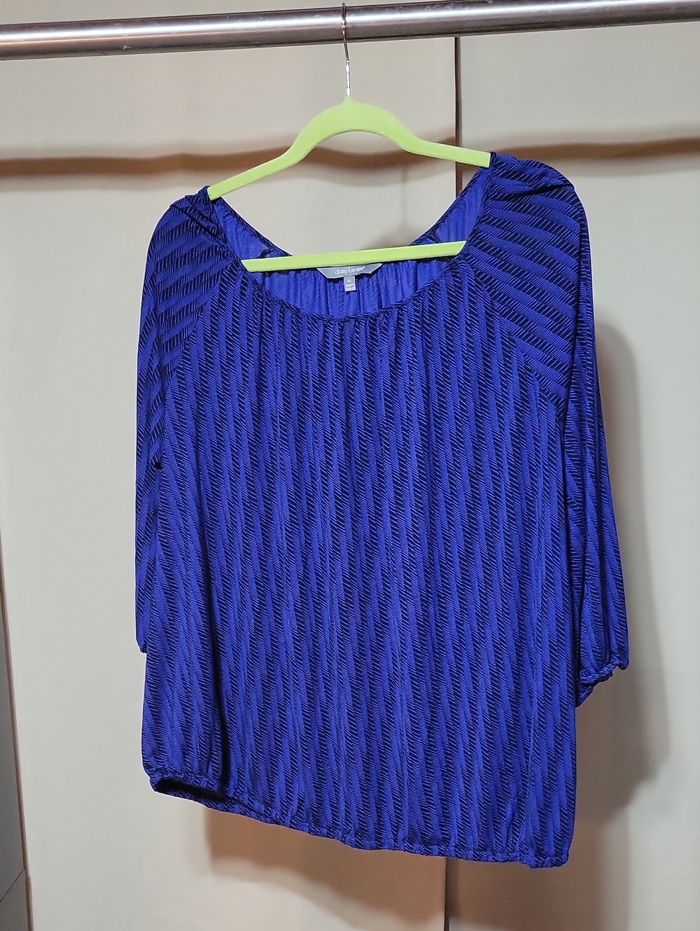 Daisy Fuentes Royal Blue Textured Boatneck Long Sleeve Top